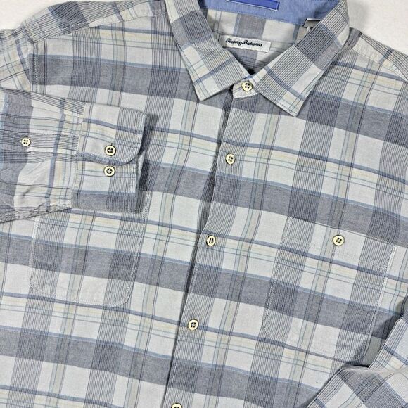 Tommy Bahama Corduroy Button Up Men's XXL Plaid Del Coast Breeze Block T323649‎